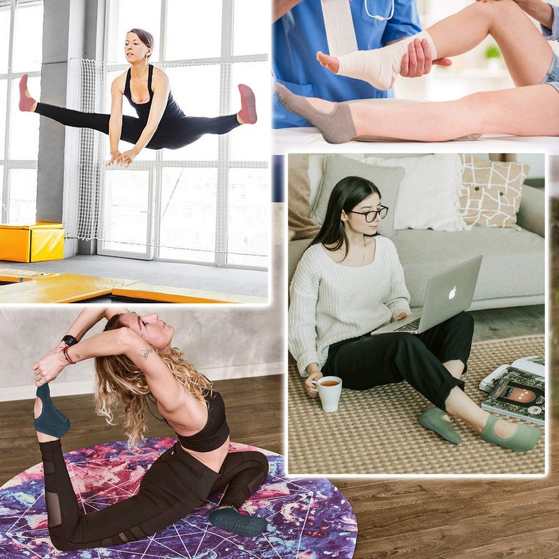unenow Non Slip Grip Yoga Socks for Women with Cushion for Pilates, Barre, Dance - Image 5